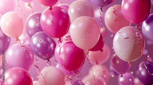 Beautiful pink balloon background celebration birthday banner template vector illustration.