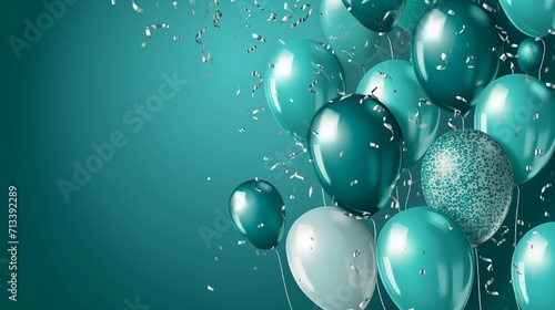 Beautiful teal balloon background celebration birthday banner template vector illustration.