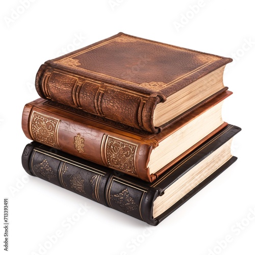 Old books isolated on a white background. Clipping path included.AI.