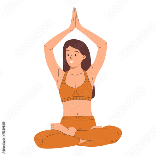 Relaxed woman during deep spiritual meditation. Peaceful person in zen yoga position, meditating.