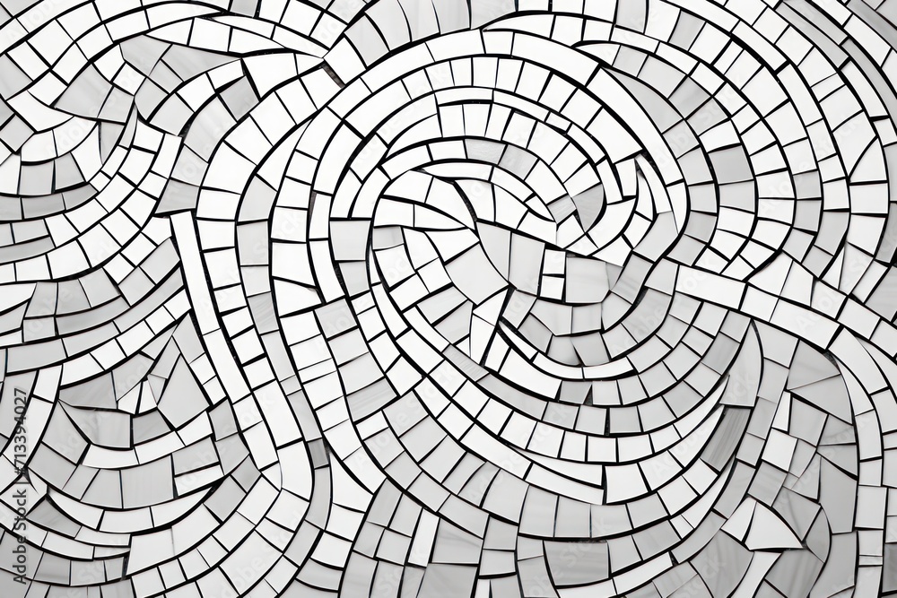 Slate and white clear outlines coloring page of mosaic pattern