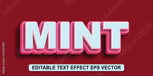 Mint fresh color Editable 3d Text effect eps vactor