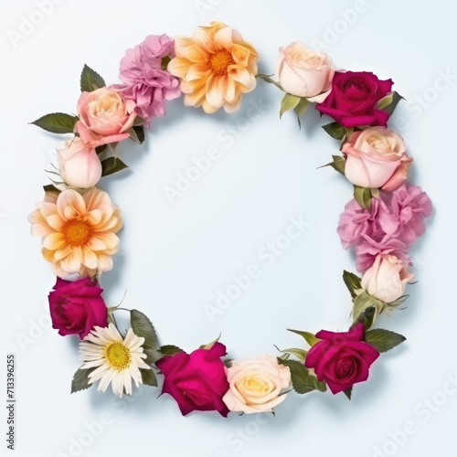 Wildflower rose flower floral frame red rose,hulthemia, rosa. Aquarelle wild flower for background, texture, wrapper pattern, frame or border.generative ai