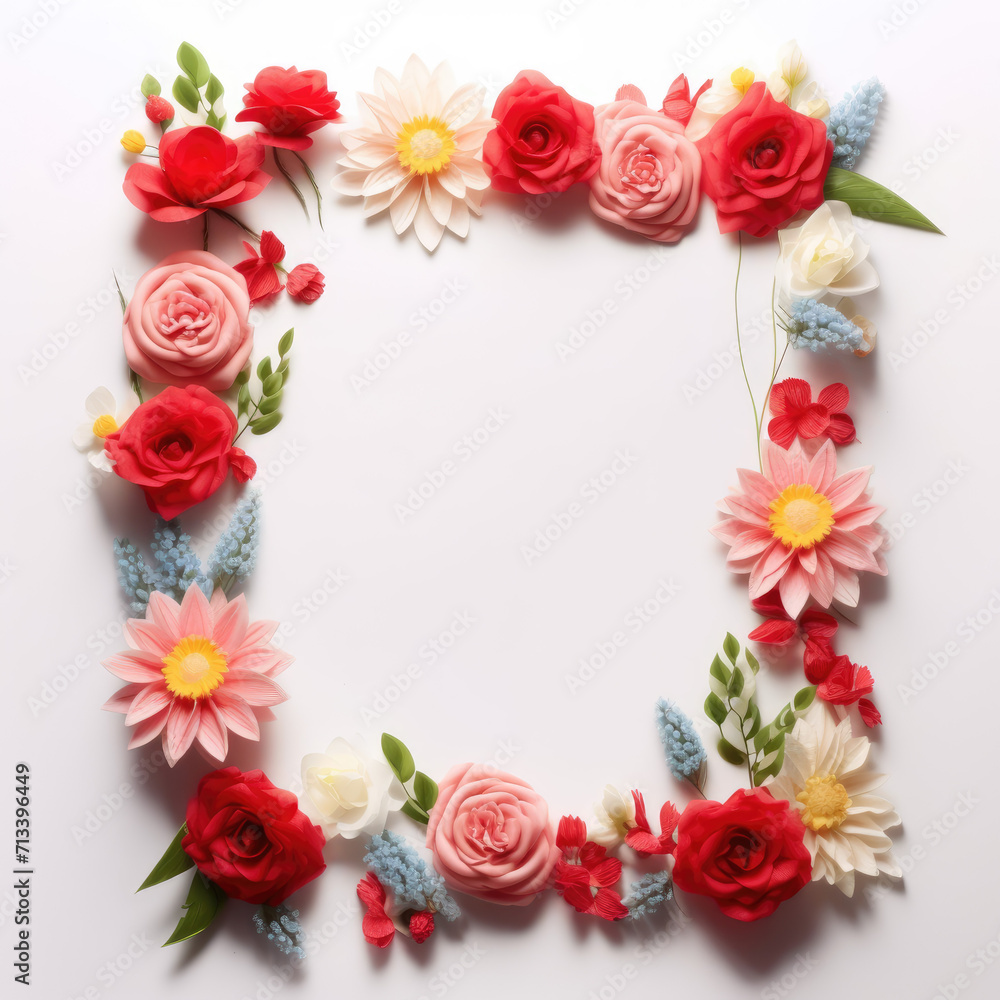 Wildflower rose flower floral frame red for background, texture, wrapper pattern, frame or border. generative ai. Wildflower rose flower floral frame red for background, texture, wrapper pattern, frame or border. generative ai.