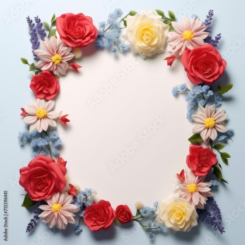 Wildflower rose flower floral frame red for background, texture, wrapper pattern, frame or border. generative ai. © premyuda
