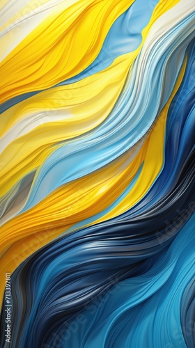 Abstract blue and yellow wavy color background.