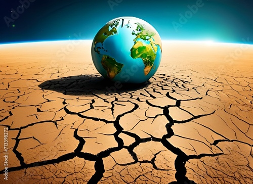 the earth is covered in the dry earth, and it is standing on cracked land