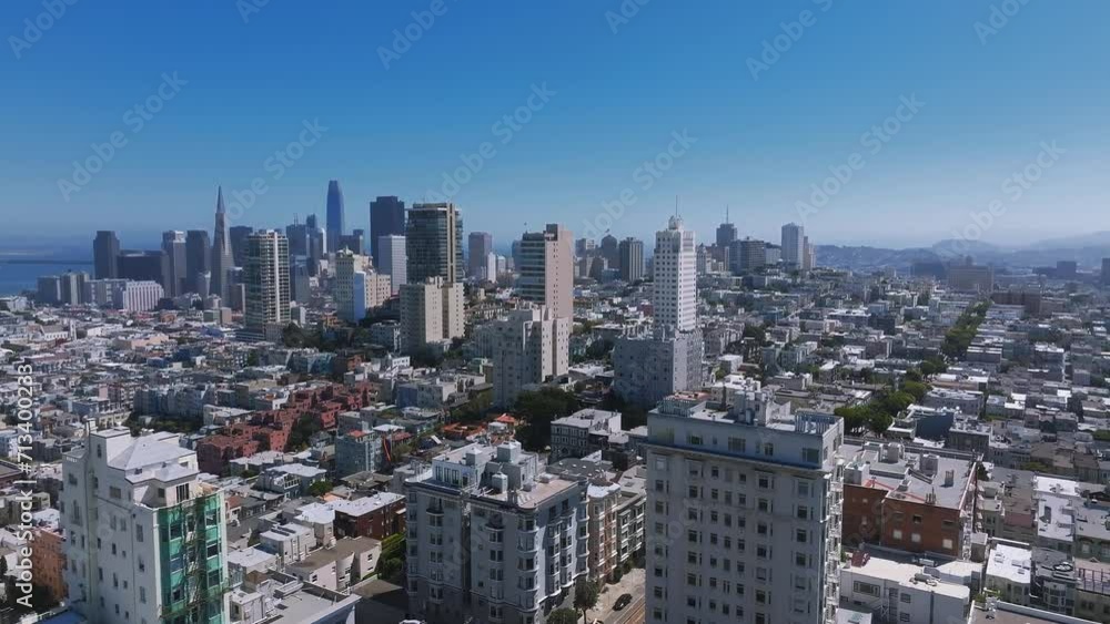 Aerial view of San Francisco down town in the USA. Skyscrapers of San Francisco on a sunny day. View from above. Aerial view of San Francisco down town in the USA. Skyscrapers of San Francisco on a sunny day. View from above.
