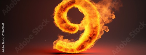 fire number 9 made of fire flames. number nine symbol. isolated on black. hot red and orange symbol