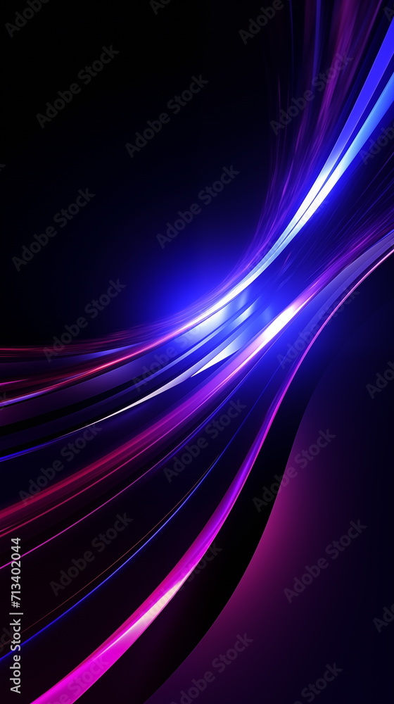 Neon violet,purple lines on black background. design for background, banner and wallpaper. Generated AI