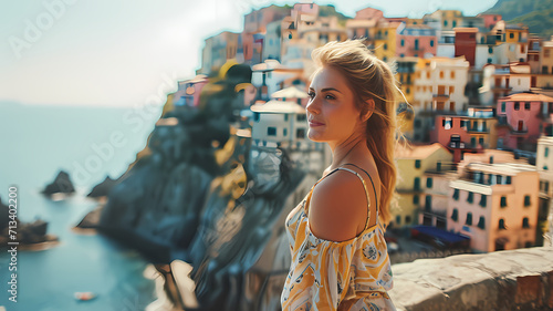 woman traveling in italy taking in the breathtaking scenery and views © Artistic Visions