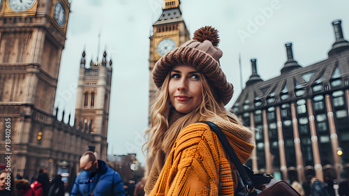 woman tourist traveling and exploring england