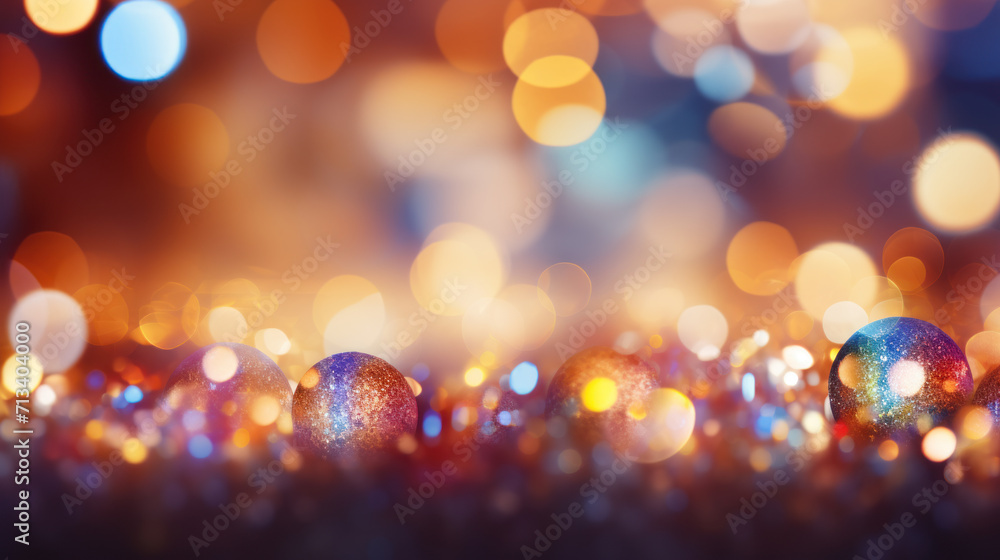 Abstract multi-colored background, defocused lights, bubbles, glitter