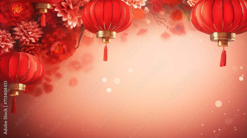 Chinese New Year celebration with red Lantern on light red background Chinese New Year celebration with red Lantern on light red background