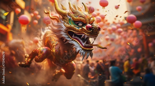 Dragon dance show on Chinese New Year Day © arjan_ard_studio