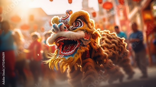 Lion dance show on Chinese New Year Day