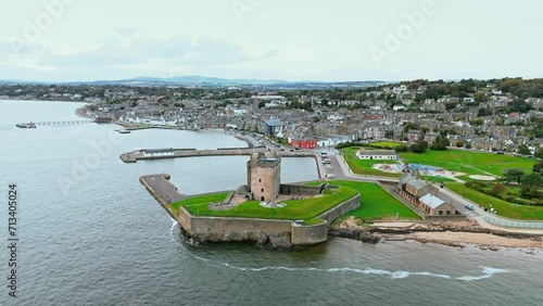 Broughty Castle in Dundee Scotland Aerial view