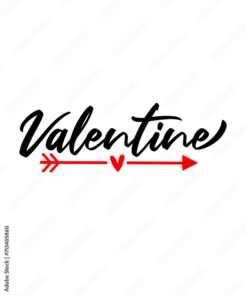 Valentine’s Day typography text on plain white transparent isolated background for card, shirt, hoodie, sweatshirt, apparel, tag, mug, icon, poster or badge