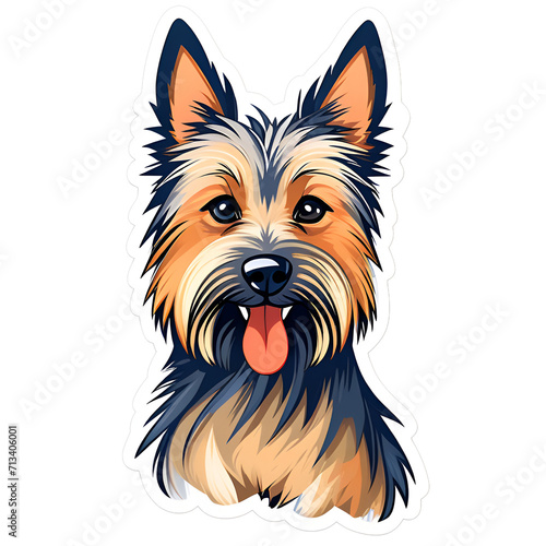 cartoon australian silky dog puppy breed, vector illustration, logo icon tattoo, head / face art, isolated on white background, transparent PNG photo
