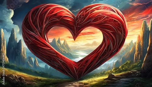 red heart shape frame valentine card element clipart png illustration