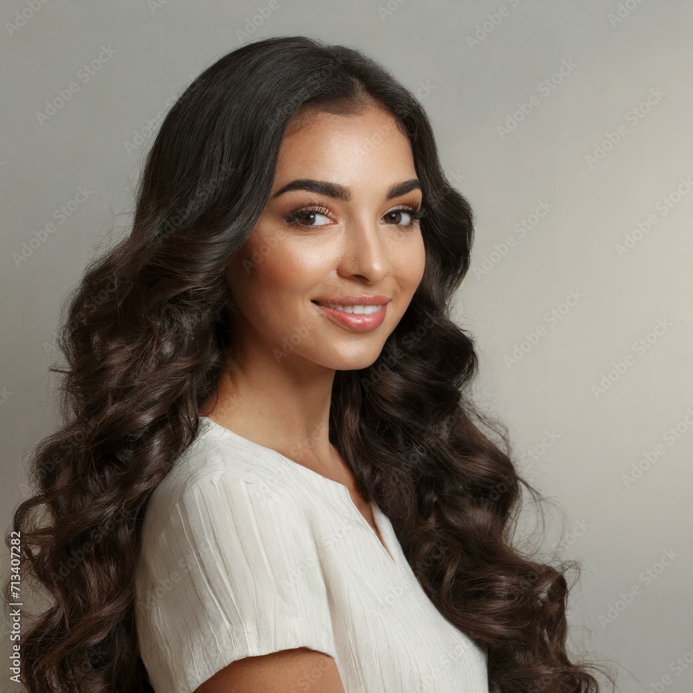 Beautiful woman with a long profile and shiny wavy hair. Beautiful woman with a long profile and shiny wavy hair.
