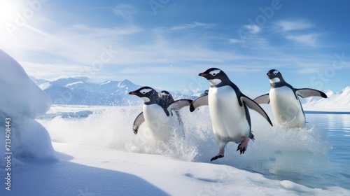 penguins on ice