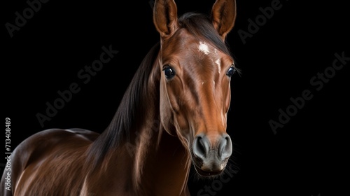 Dark portrait of a brown horse