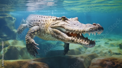 crocodile in the water © Hussam