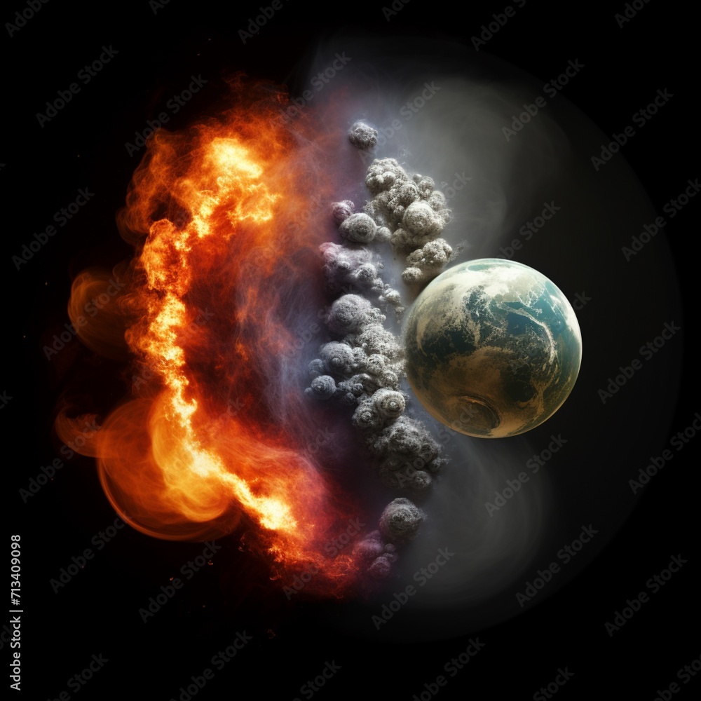 Climate change and space explosions cause smoke Ai generated art