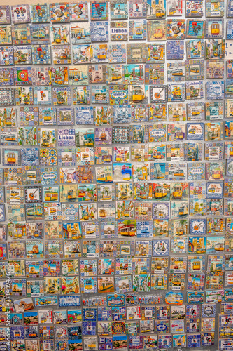 Lisbon tile shaped fridge magnets in Lisbon's old city.