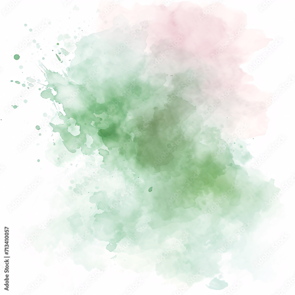 watercolor splashes forming a green and pink cloud shape on a white background for creative design projects
