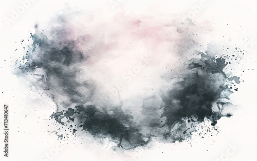 watercolor splashes forming a pink and black cloud shape on a white background for creative design projects © Grumpy