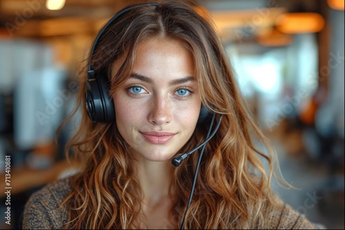 young girl in a Callcenter communication