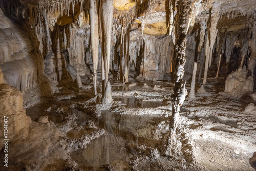 Stalactites and stalactites inside the Lehman caves, Nevada