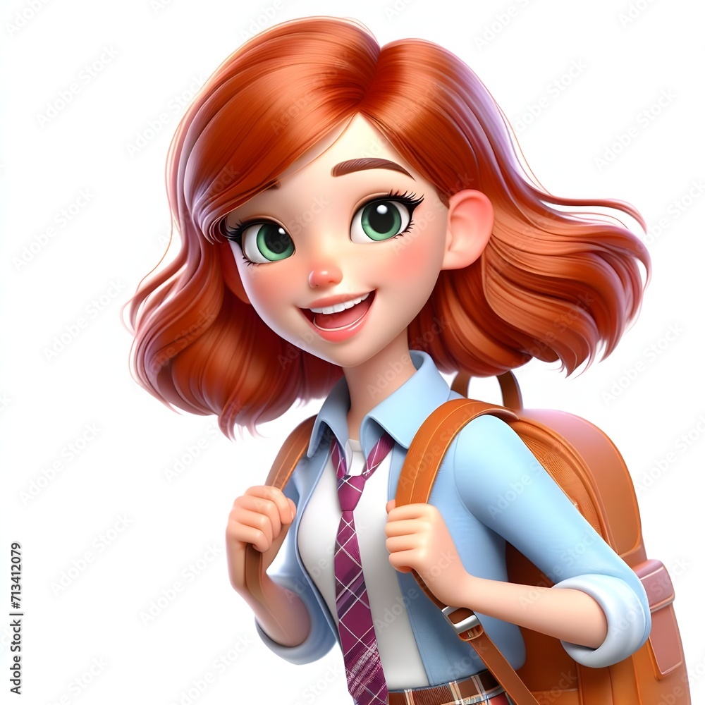 Redhead in uniform, hair tied back, confident. Redhead in uniform, hair tied back, confident.