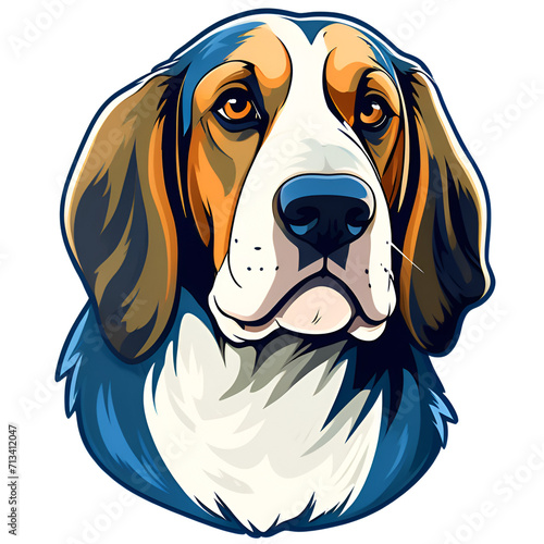 cartoon basset bleu de gascogne dog puppy breed, vector illustration, logo icon tattoo, head / face art, isolated on white background, transparent PNG photo