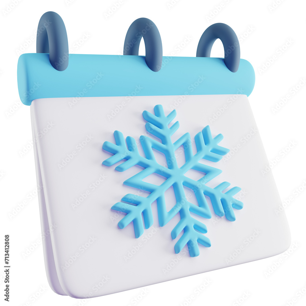 3D Illustration of Blue Winter Calendar 3D Illustration of Blue Winter Calendar