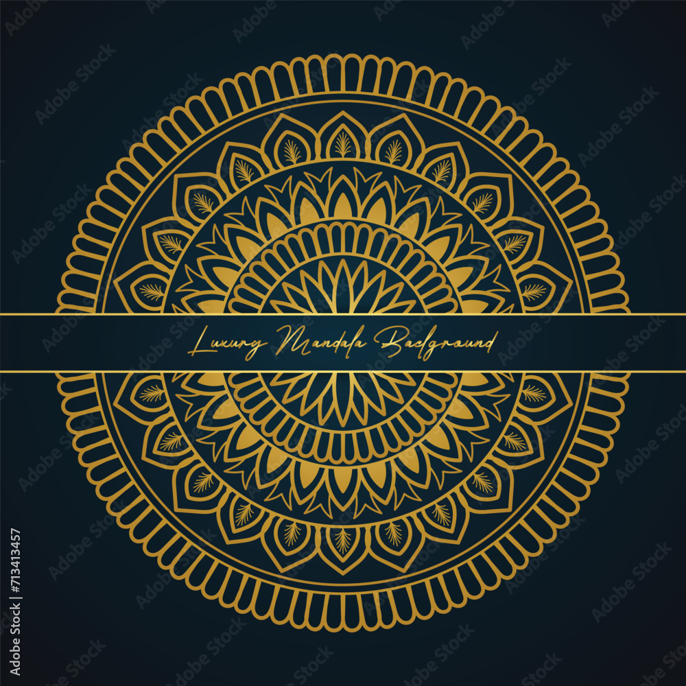 Fototapeta premium Ornate Golden Luxury Mandala Bliss with Heavenly Background