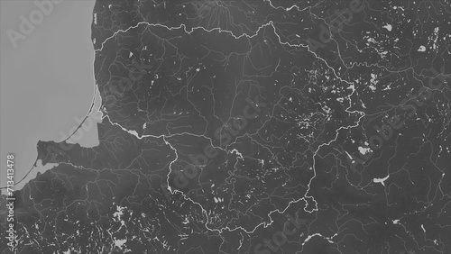 Lithuania outlined. Grayscale elevation map