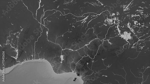 Nigeria outlined. Grayscale elevation map photo