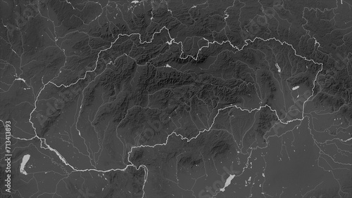 Slovakia outlined. Grayscale elevation map