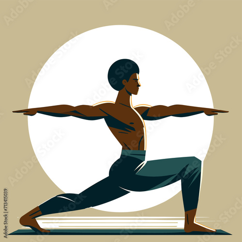 Afro man practicing yoga
