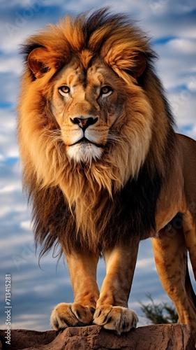 Obraz na płótnie Colored Lion Image image majestic lion AI Generated pictures w salonie