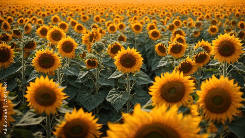 Sunflower field at sunset. Sunflower blooming in the summer Sunflower field at sunset. Sunflower blooming in the summer
