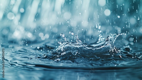 water drops on blue background