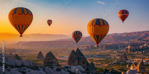 Hot Air Balloons Floating at Sunrise in Cappadocia