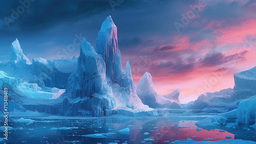 Scene with snow and iceberg photo