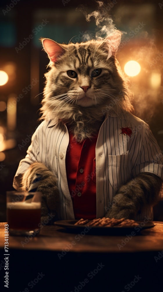 Cuban cigar ragdoll cat ultra realistic cinematic AI Generated pictures