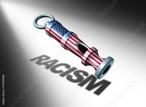 US Dog Whistle Racist Politics and American Racism Symbol as coded politician language communicating hidden racist ideas of intolerance and discrimination as a United States media metaphor for secret  photo