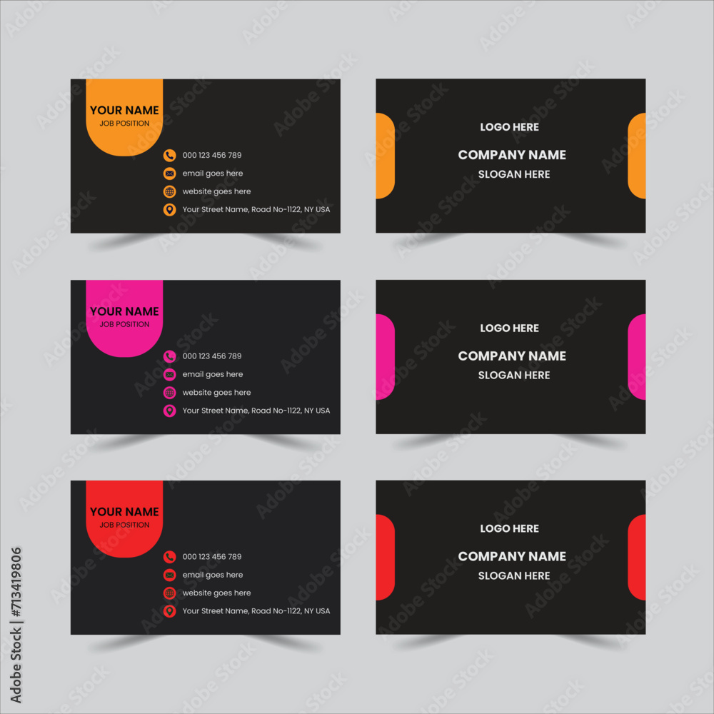  Business card template creative corporate luxury vector with mockup presentation illustration front and back horizontal modern elegant orientation.